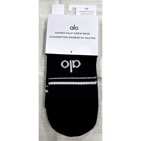 3 Pair ALO Yoga Unisex Half-Crew Socks Black Size Medium NWT FREE SHIPPING - Picture 2 of 7